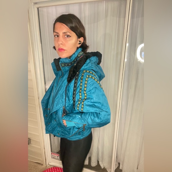 True late 80s 90s LIFETIME GRAIL Head damask native tribal ski jacket muff set - Picture 11 of 16